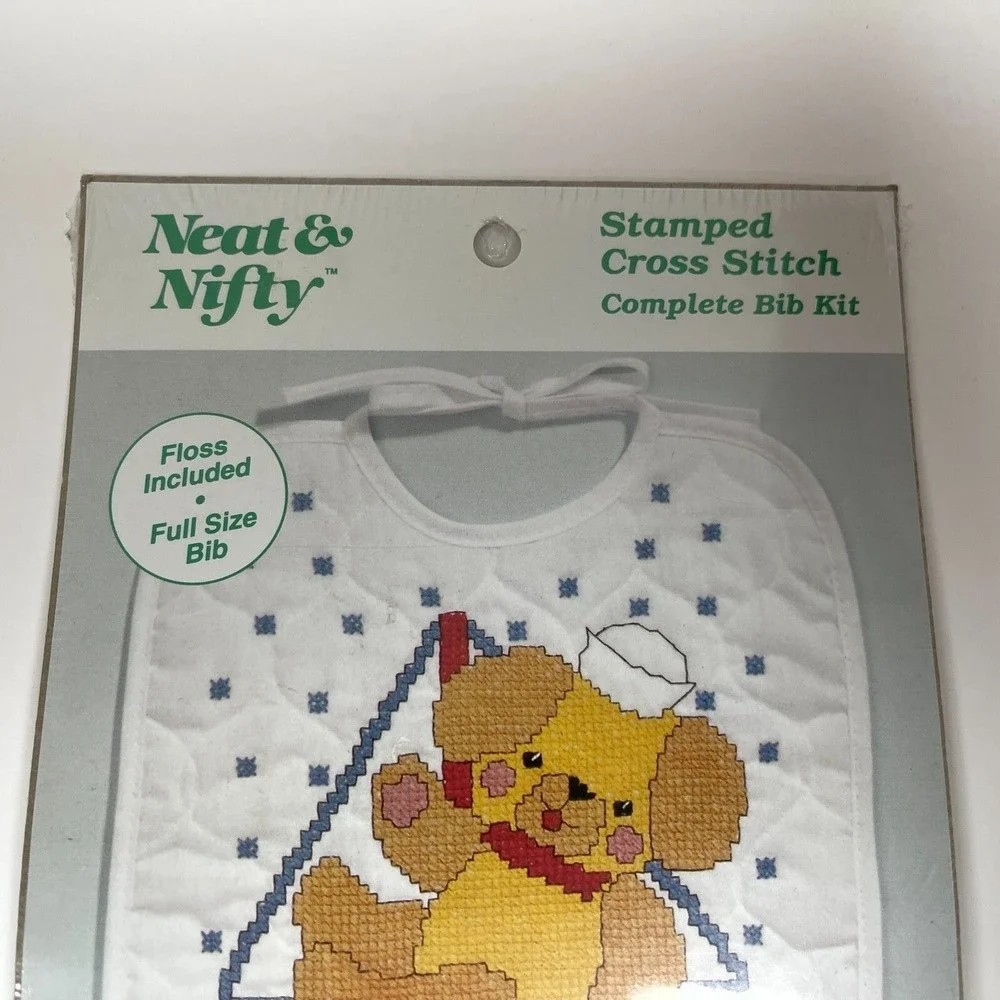Janlynn Corporation Neat & Nifty 143-07 Puppy Stamped Cross Stitch Bib Kit NWOT